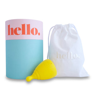 Hello Cup Large Yellow with packaging