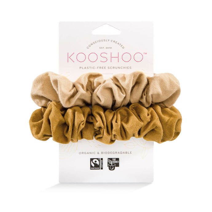 KOOSHOO Plastic Free Organic Scrunchies - Gold Sand